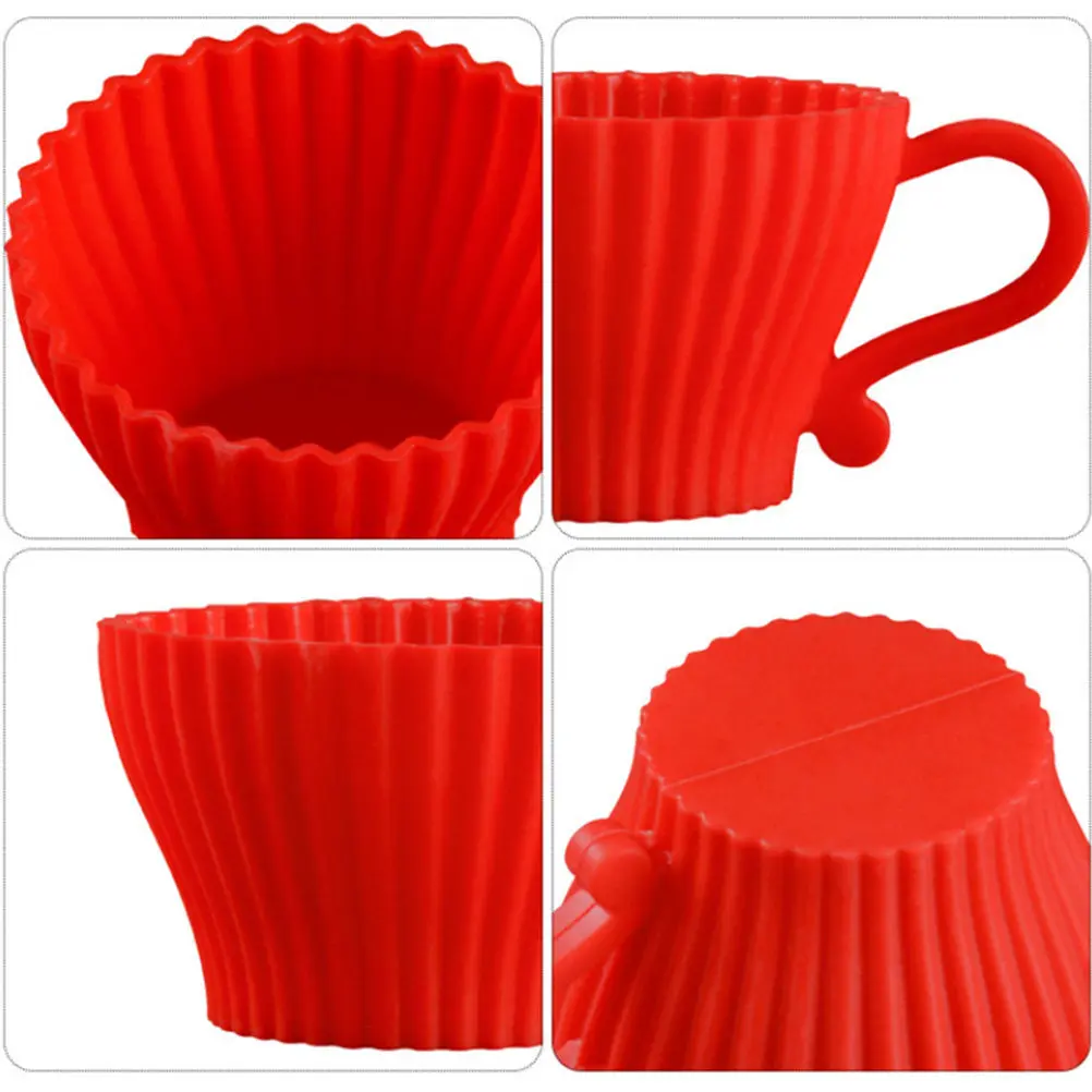 5pcs Silicone Cupcake Molds Baking Cups Non-Stick Reusable Pudding Jelly Muffin Cake Molds For Home Kitchen Random Color