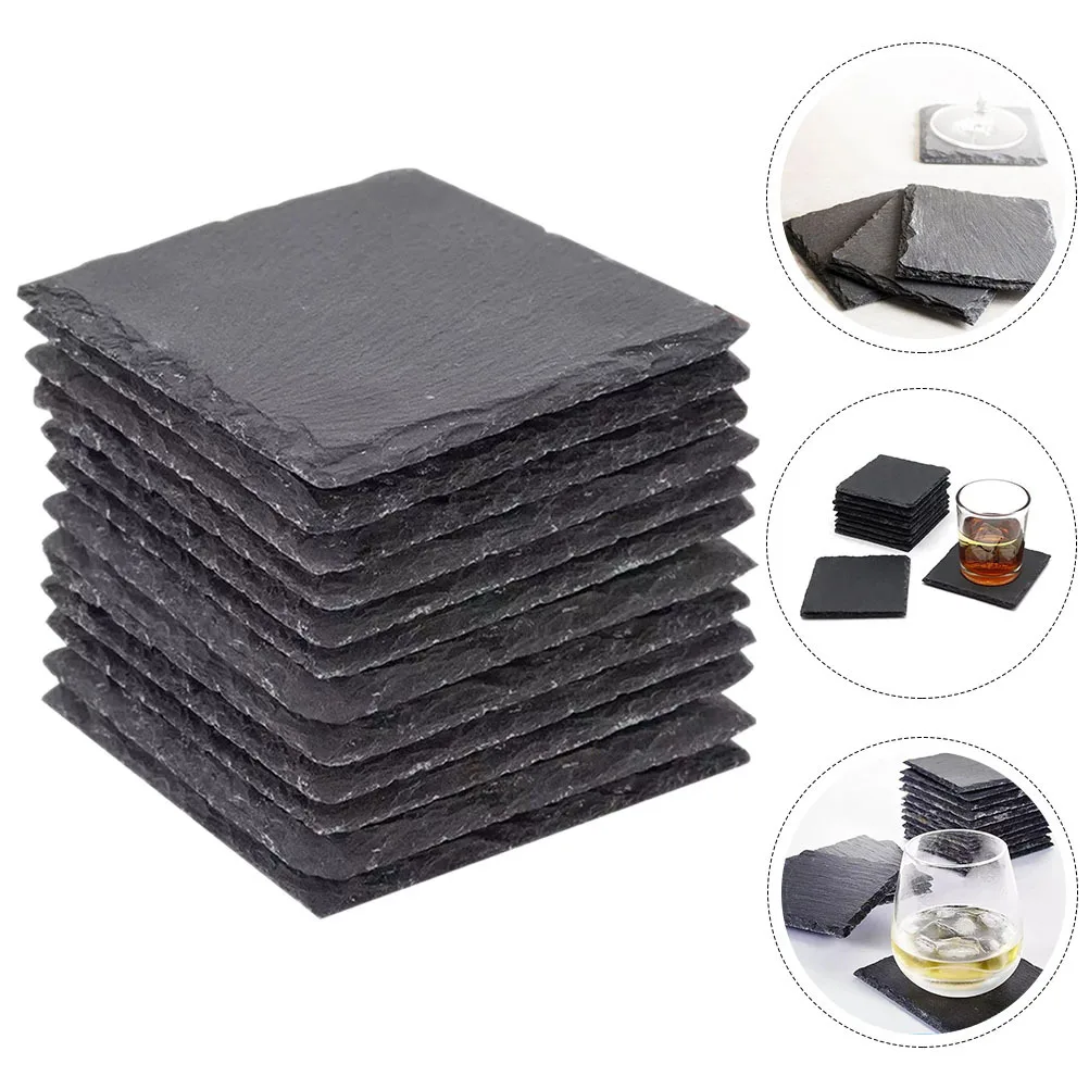 

Living Room Decor Square Stone Coasters Drinks Flat for Cup Pads Industrial Style Mats