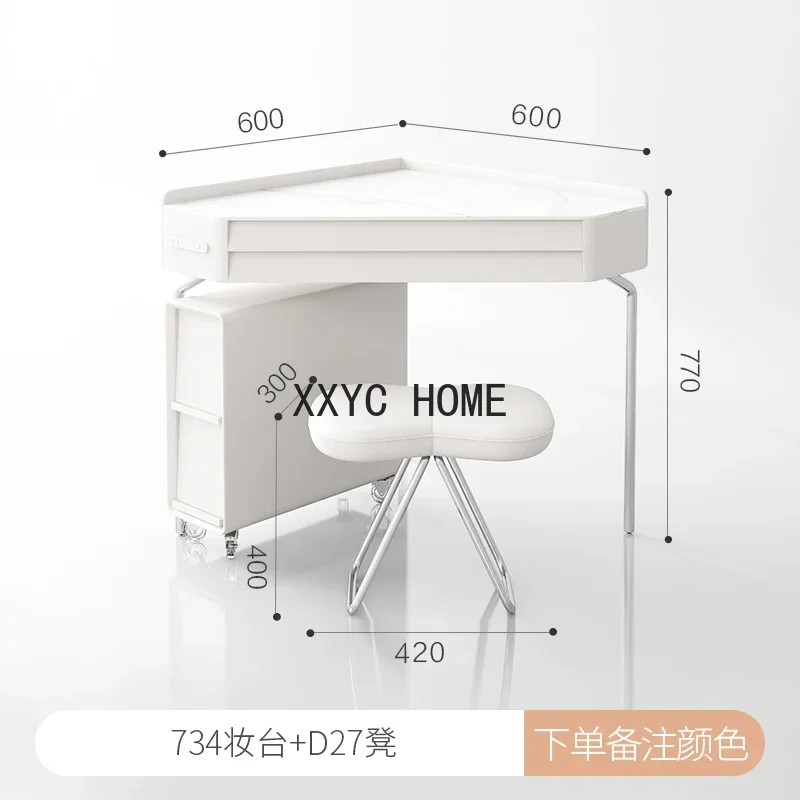 Комод из цельного дерева для спальни, поворотный уголок, простой 60 см, треугольная кремовая каменная плита, шкаф для хранения, мебель