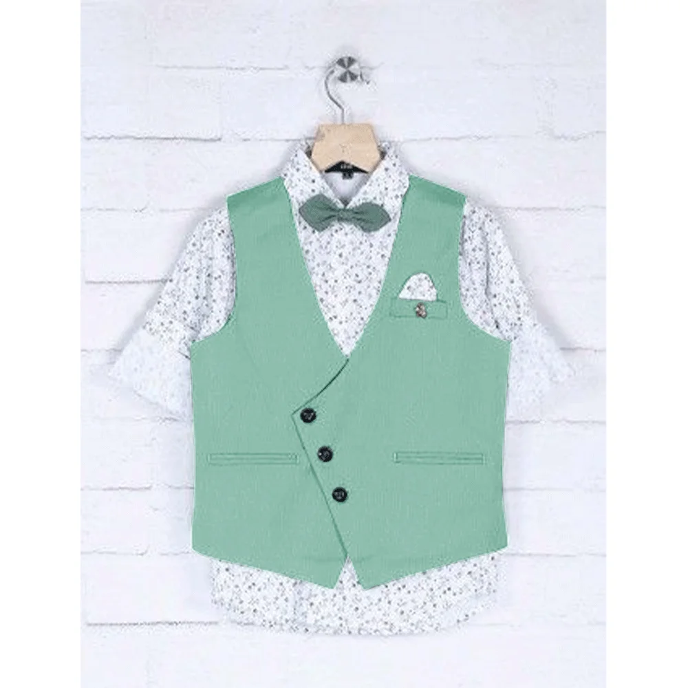 Boy's Vest Suit Vets 3 Button Sleeveless Jacket Top for Children Clothing New Casual Waistcoat Fashion Design Piano Show