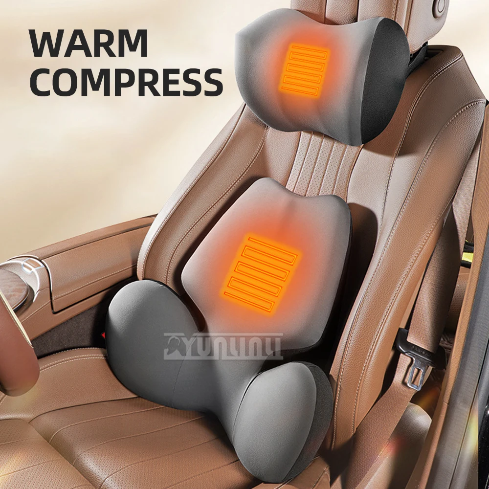 Almohada de soporte Lumbar de espuma para coche, almohada de cuello automática