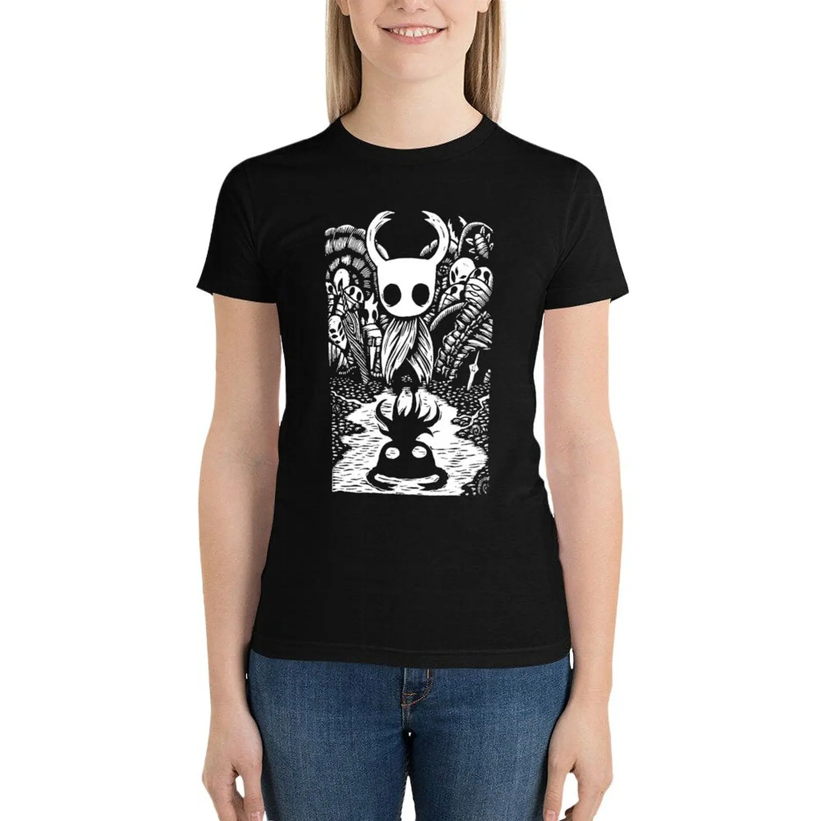 Camiseta con estampado de Ghost Knight para mujer, camisetas divertidas de juego, rock and roll, arte gráfico