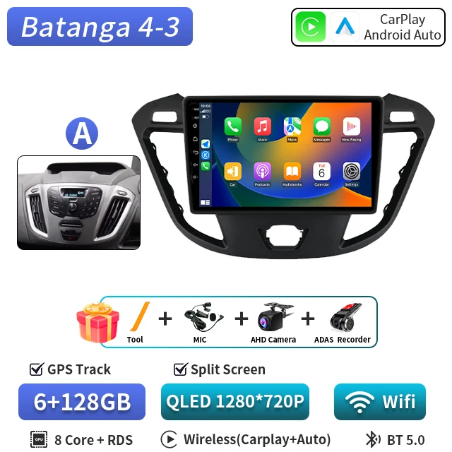 Android 16 voor Ford Tourneo Custom 1 I Transit 2012-2021 Qualcomm Snapdragon Navigatie 5G Multimedia Speler Auto Carplay auto
