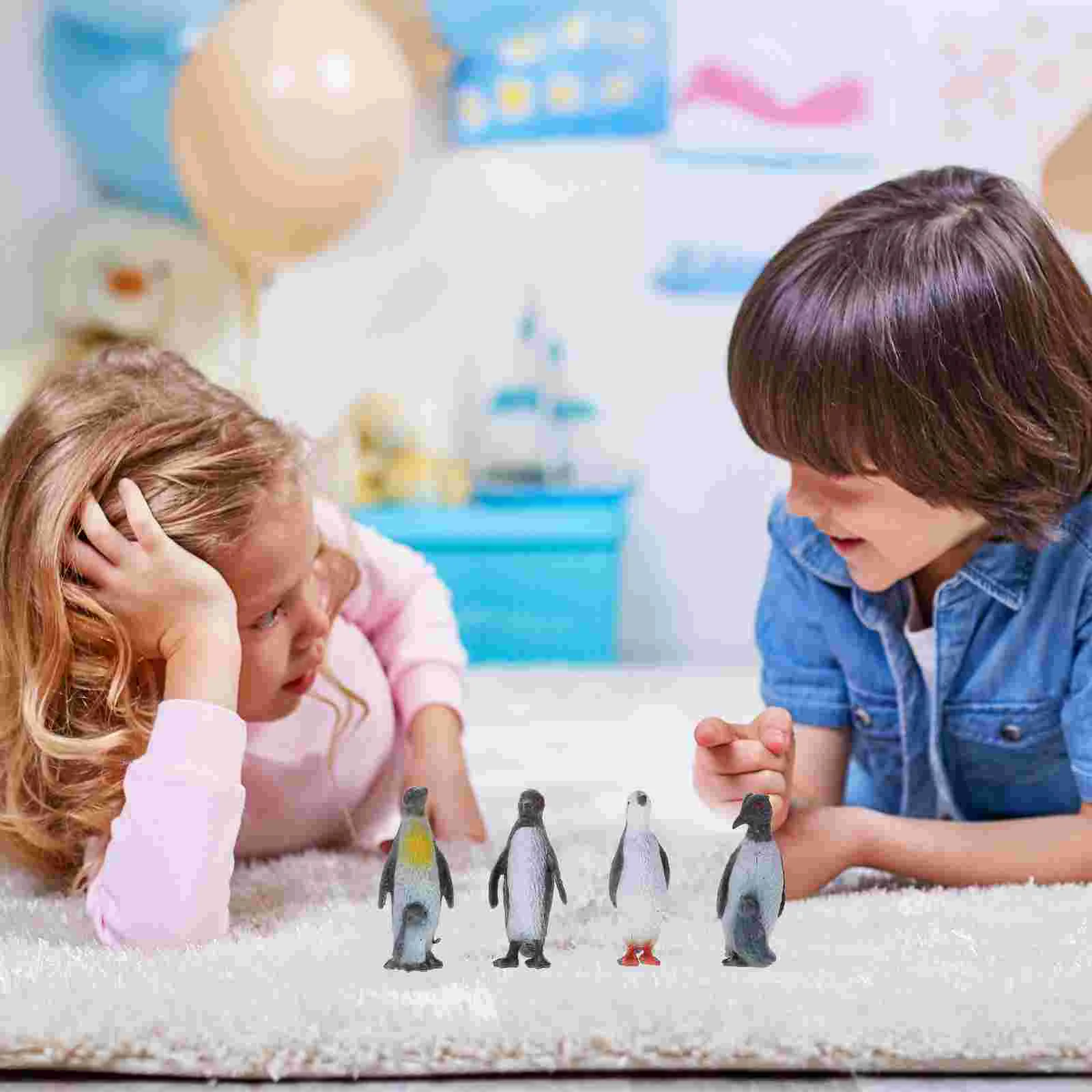 8pcs Plastic Ocean Animal Penguin Figure Model Preschool Kids Playthings Model Plastic Penguin Toys Set