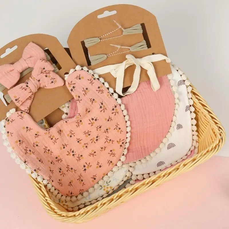 

Q22D Boys Girls Bandana Burp Cloths Set Новорожденный двойной боковые нагруды