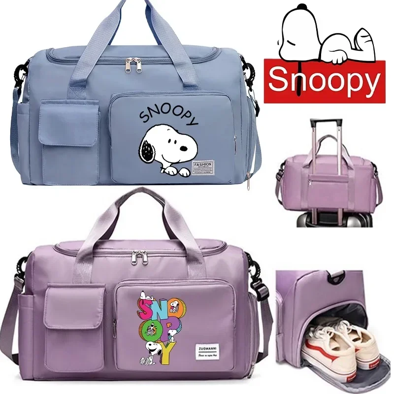 Snoopy Borsa da viaggio da donna Borsa da viaggio impermeabile da uomo di grande capacità per palestra Borsone da fine settimana con scomparto per scarpe Borsa sportiva da fitness