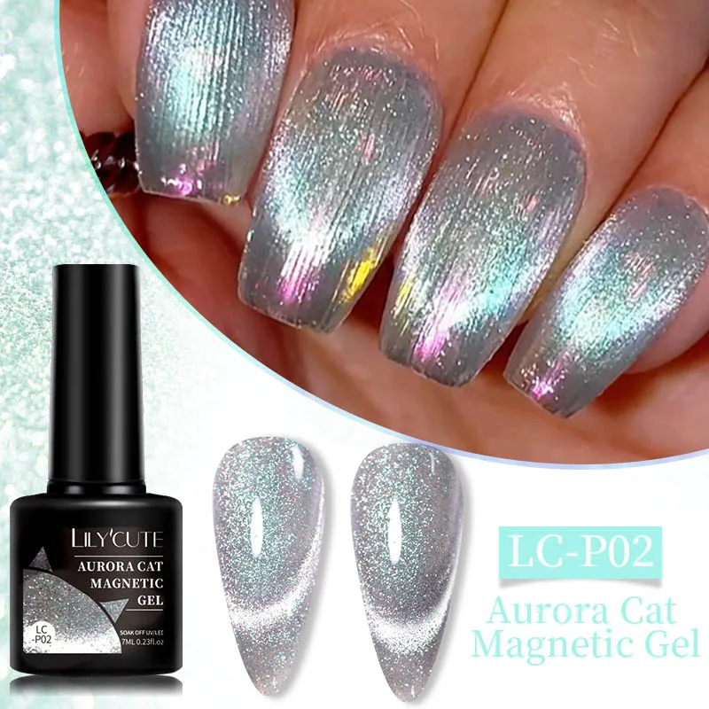 LILYCUTE Aurora Cat Magnetische Gel Nagellak Losweken Glitter Magneet Gel Vernis Semi Permanente UV Gel Nail Art Base Top Coat