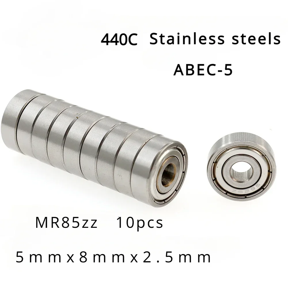 

Veekaft 440C Stainless Steel ABEC-5 MR85zz Miniature Deep Groove Ball Bearings Size:5mmx8mmx2.5mm 10pcs