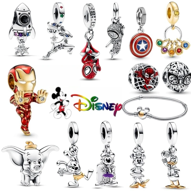 Disney Original DIY Beads pandora charms Pendant Spider Man Wonder Woman Fashion Accessories Gift Charms for Jewelry Making