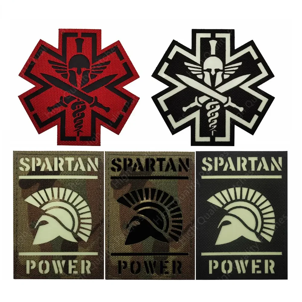 Reflective Spartan Magic Sticker Badge Power Medical Glow-in-the-Dark Pack Sticker Badge PVC Armour Military Embroidery Patch