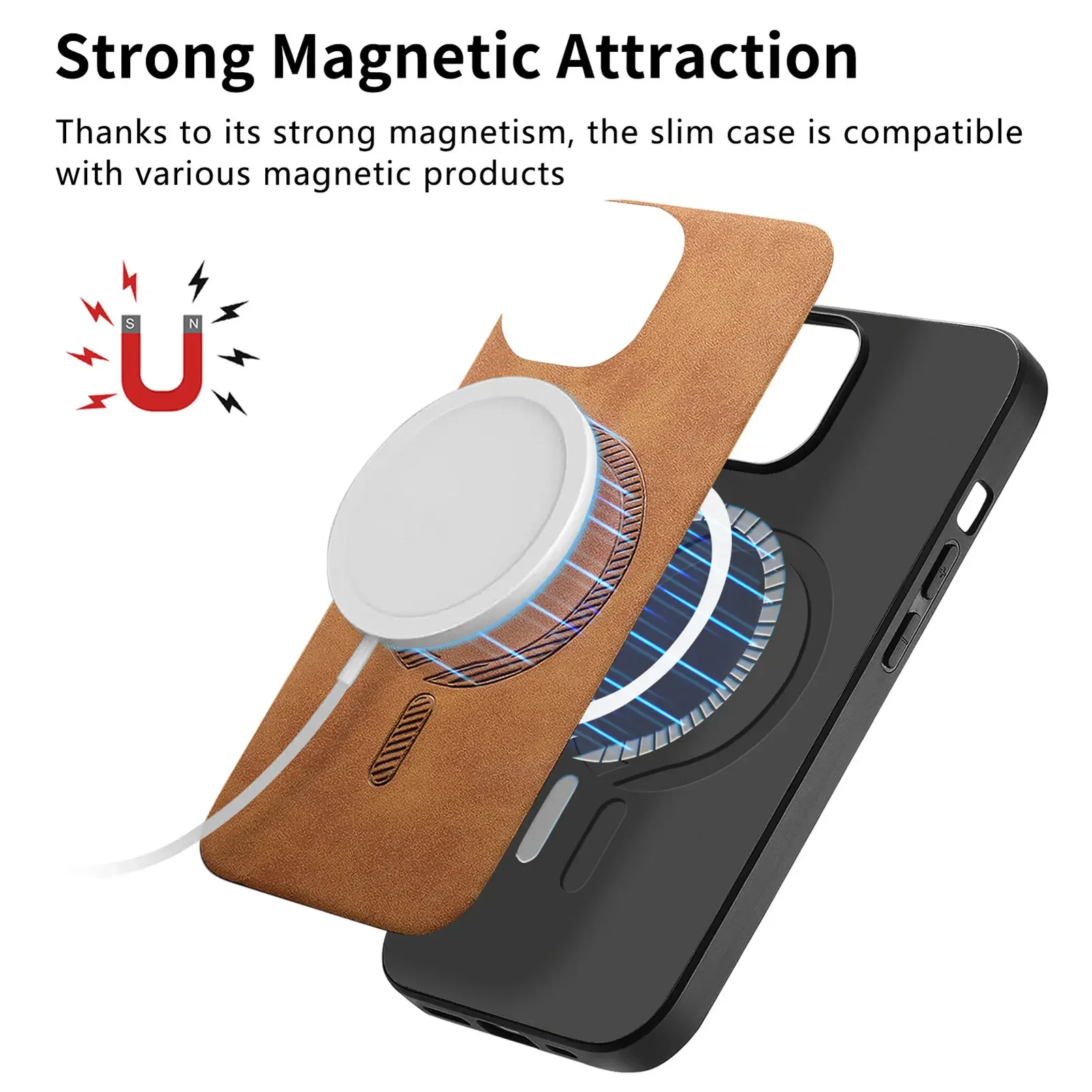Magnetic Wireless Charging Leather For Magsafe Case For iPhone 16 Pro Max 16e 15 14 Plus 13 12 11 SE 2022 Anti Drop Skin Cover