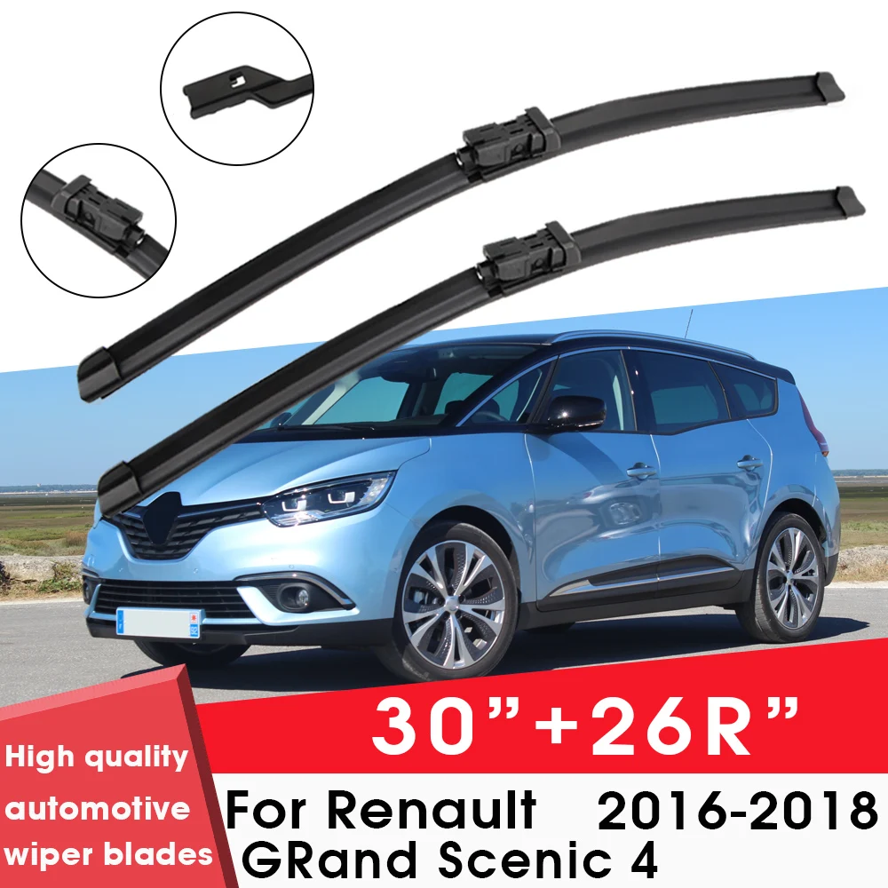 

Car Wiper Blade Blades For Renault GRand Scenic 4 2016-2018 30"+26R" Windshield Windscreen Clean Naturl Rubber Cars Wipers