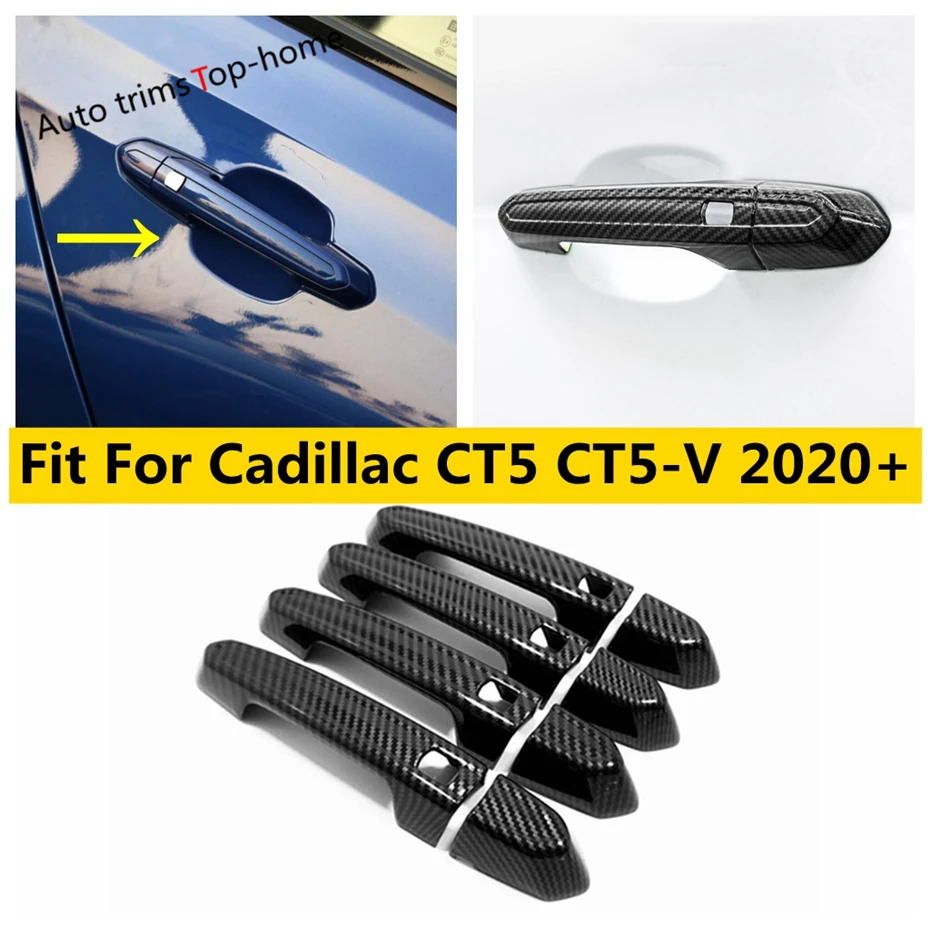 

ABS Carbon Fiber Side Door Handle Clasing Catch Grab Cover Trim Car Accessories Fit For Cadillac CT5 CT5-V 2020 2021 2022