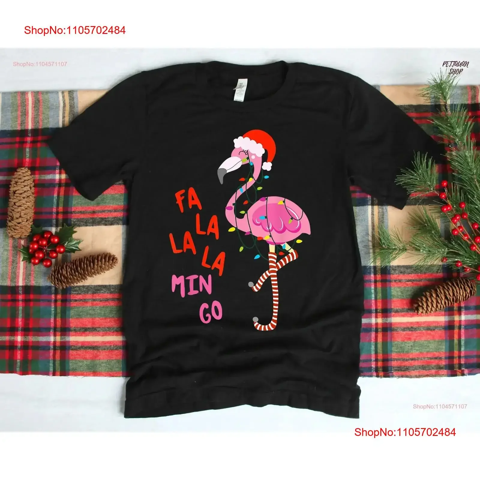 Fa La mingo Flamingo for Christmas Xmas T Shirt s Holiday Sweaters Winter vintage Washed Casual Top For Everyday Wear