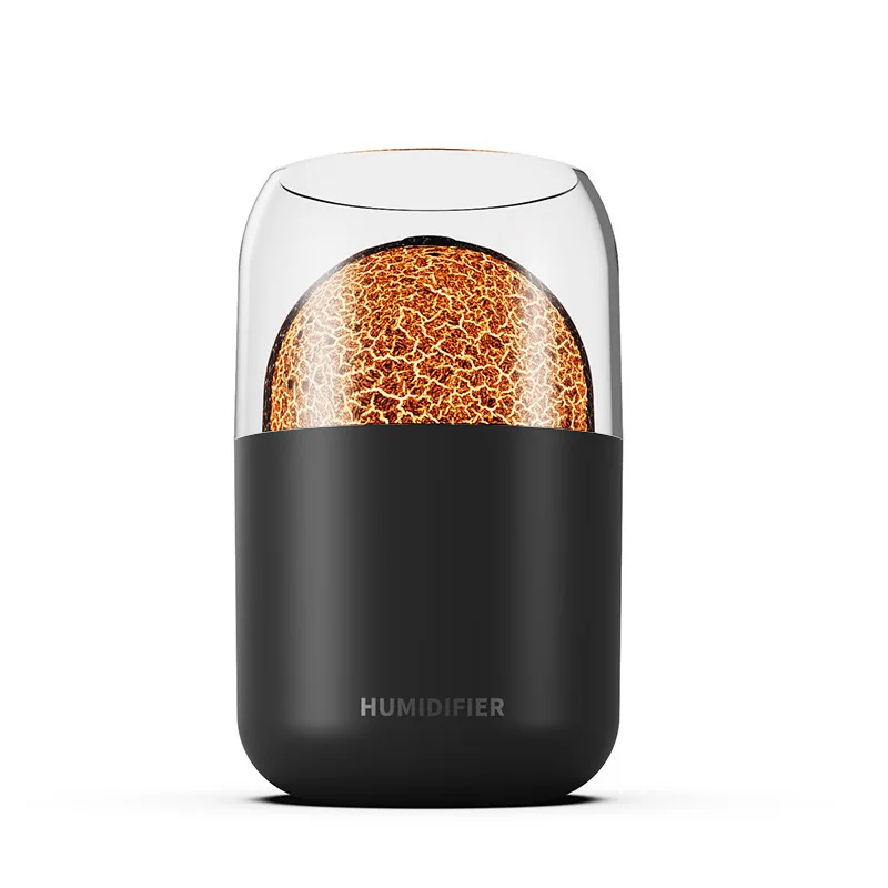 2025 New Products Essential Oil Diffusers 300ml Flame Air Diffuser Crystal Ball Fire Flame Volcano Air Humidifier