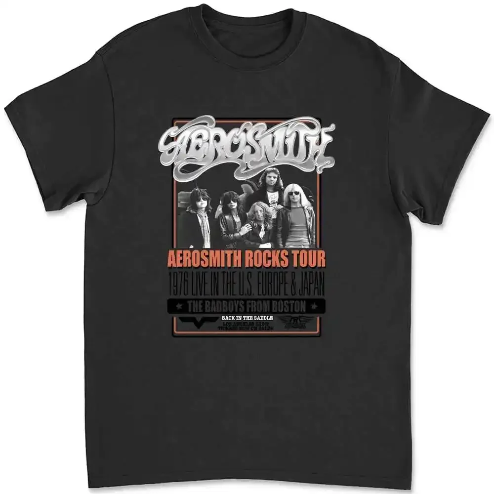 Aerosmith Rocks Tour 1976 Europa Japón camiseta para hombre 3WO3