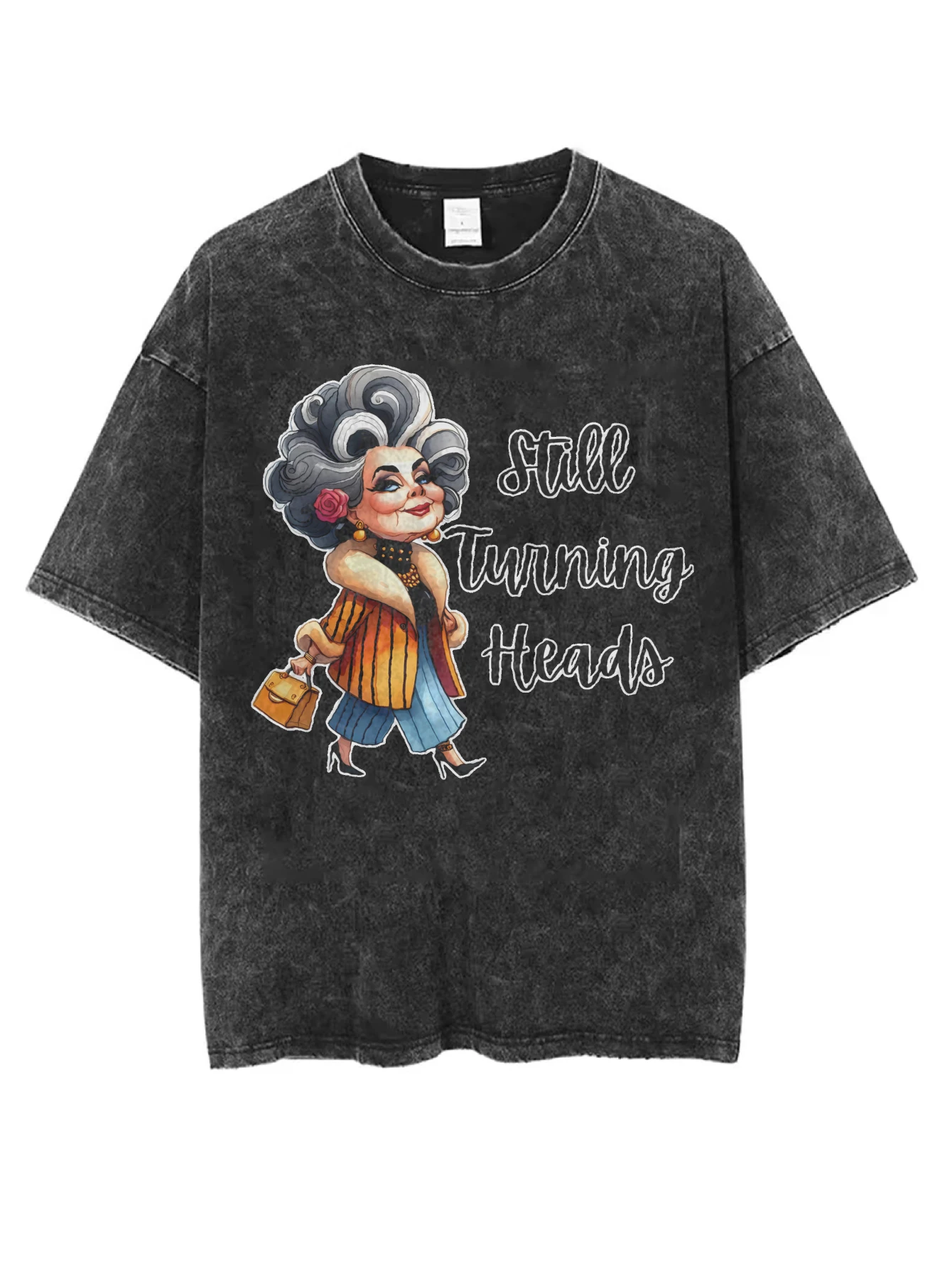 

Black Washed Round-Neck T-Shirt Comfortable Loose Fit for Women Men Perfect for Winter Christmas
