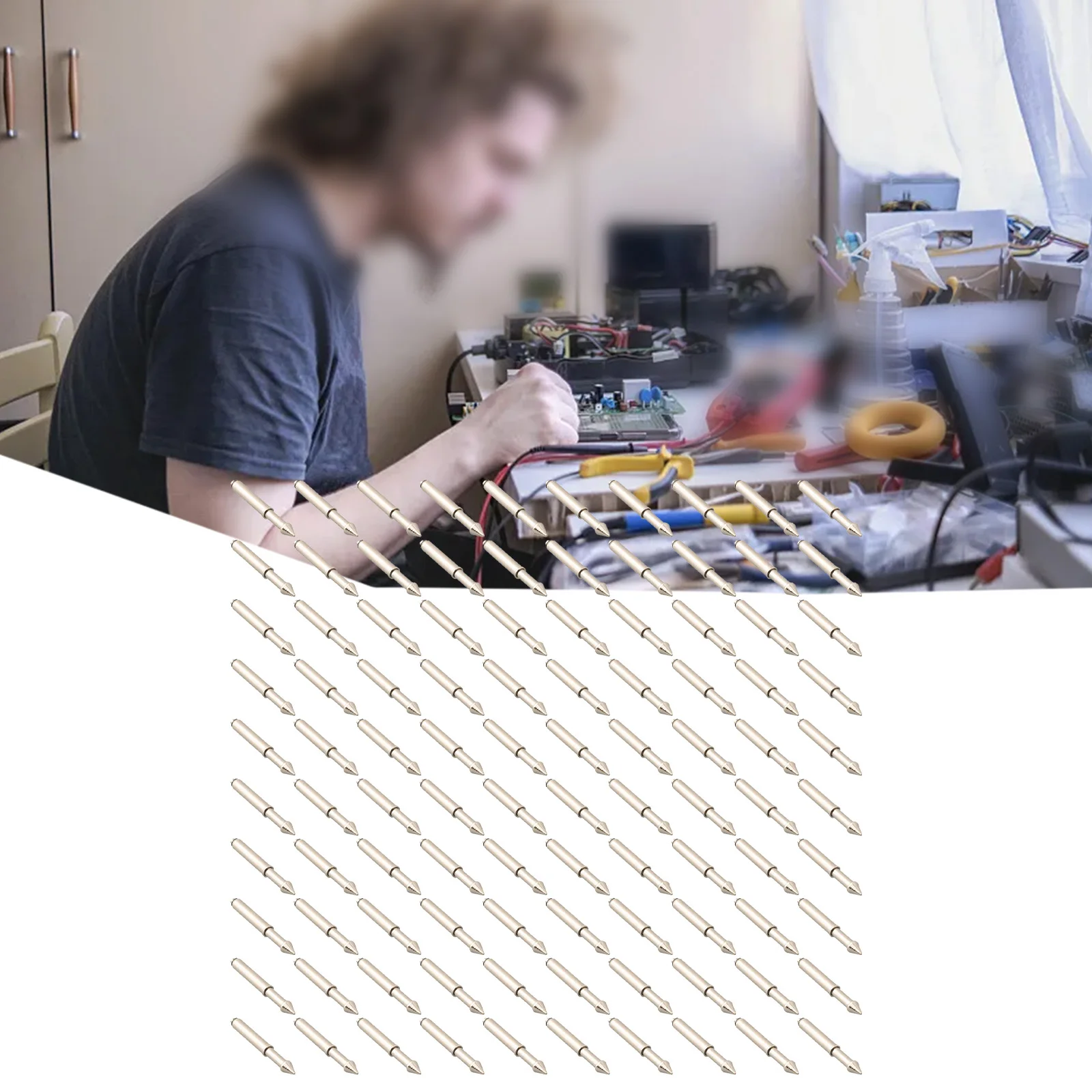 100pcs Spring Loaded Pogo Pin Test Probes Diameter 0 68mm for PCB Edge Connector and Through Hole Component Testing