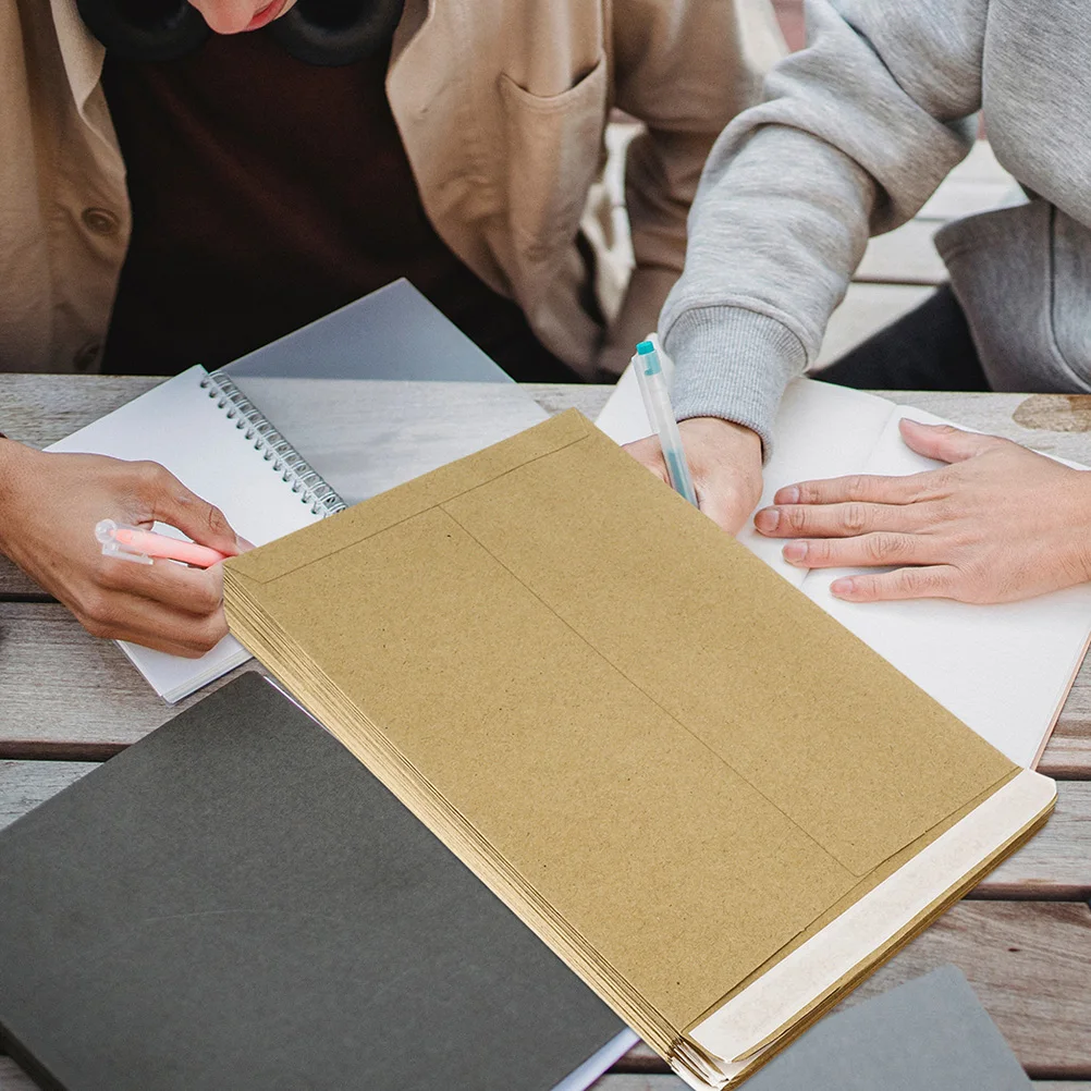 

100Pcs Kraft Paper Envelopes Vintage Document Pouches Multi-Function Portable Interoffice Envelopes Office Supply