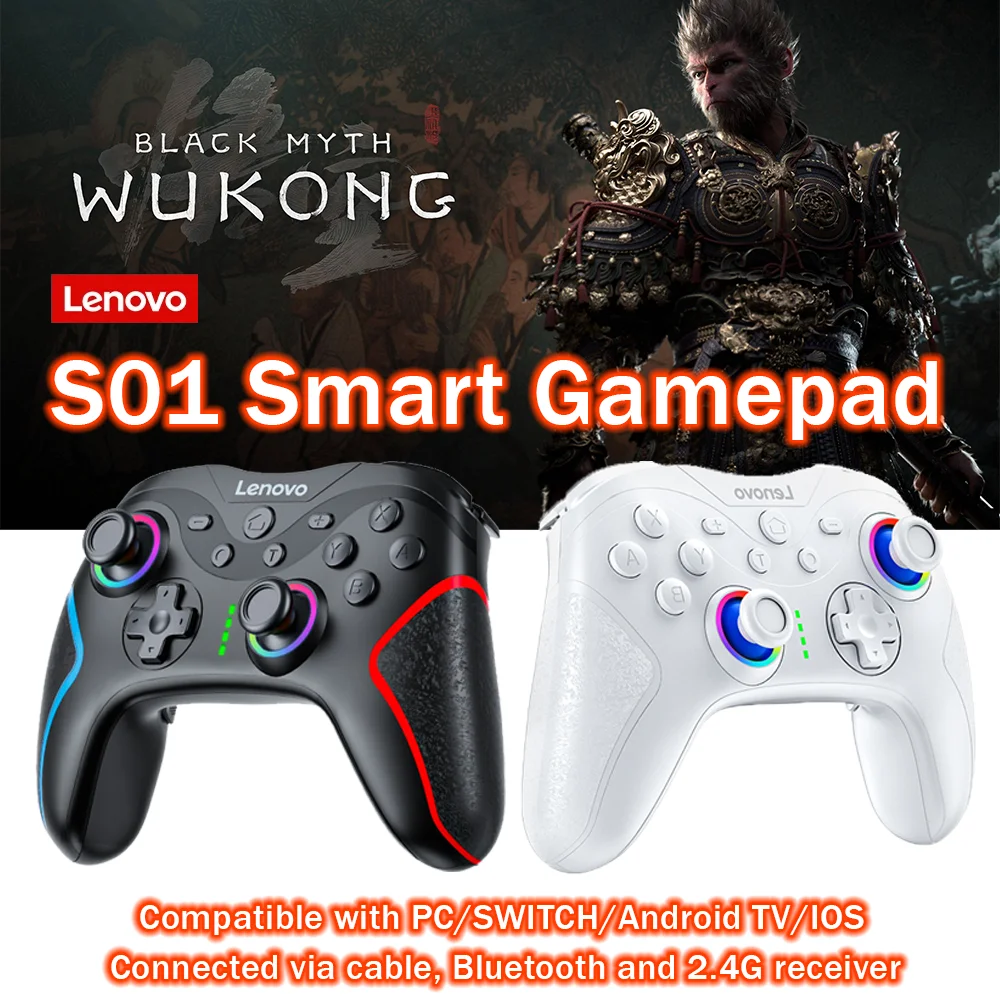 

Lenovo Smart Gamepad Wireless Three Mode with Built-in Six-axis Gyroscope For PS4 Nintendo Switch/PC/IOS/Android Controller S01