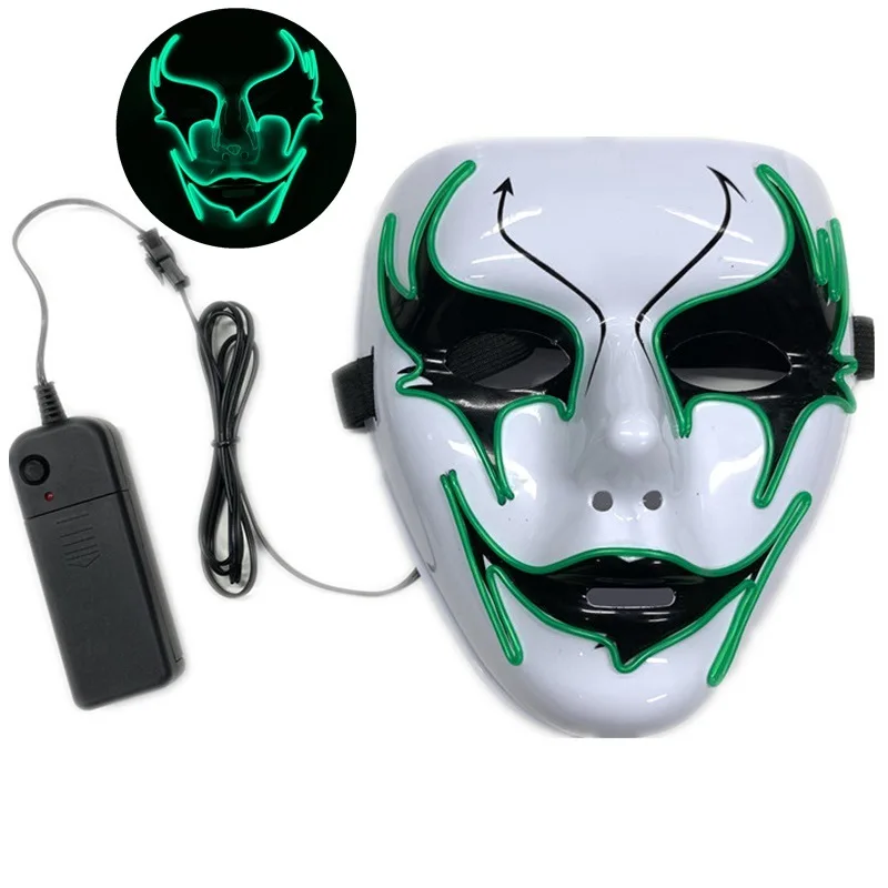 

Ghost Step Street Dance Makeup Dance Ball Halloween LE Mask Clown Horror Ghost Face Male and Female LED Luminous Masks