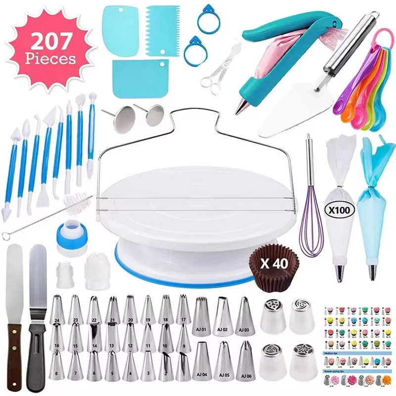 Cake Making Tools Kit For Decorating Include Plastic Rotating Cake Turntable Icing Smoother/Spatula DIY Cake Decorating Set Tool