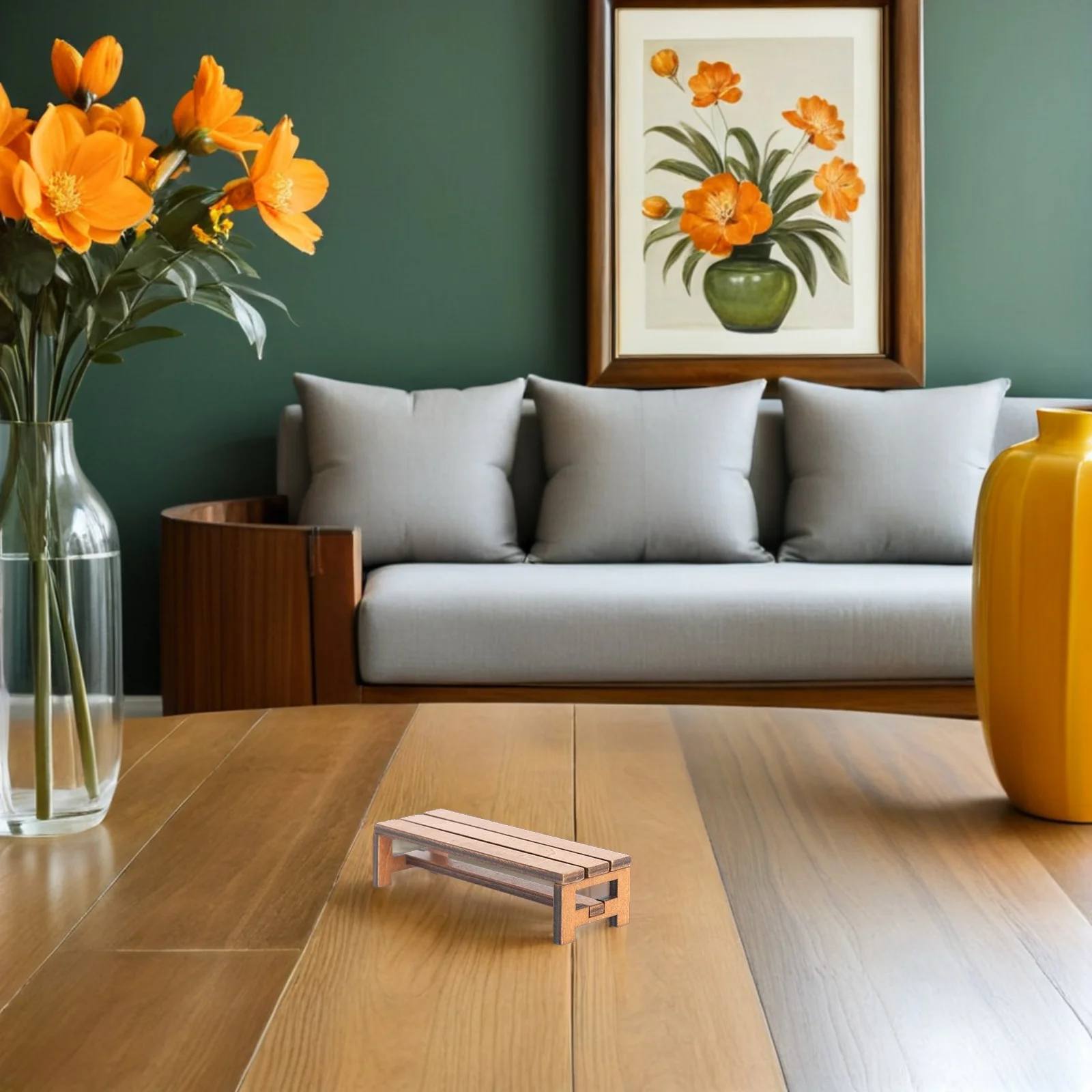 2 個のミニチュア装飾、収納ベンチミニチュア家具モデルおもちゃ、ハウスミニハウスベンチアクセサリーミニオーナメント