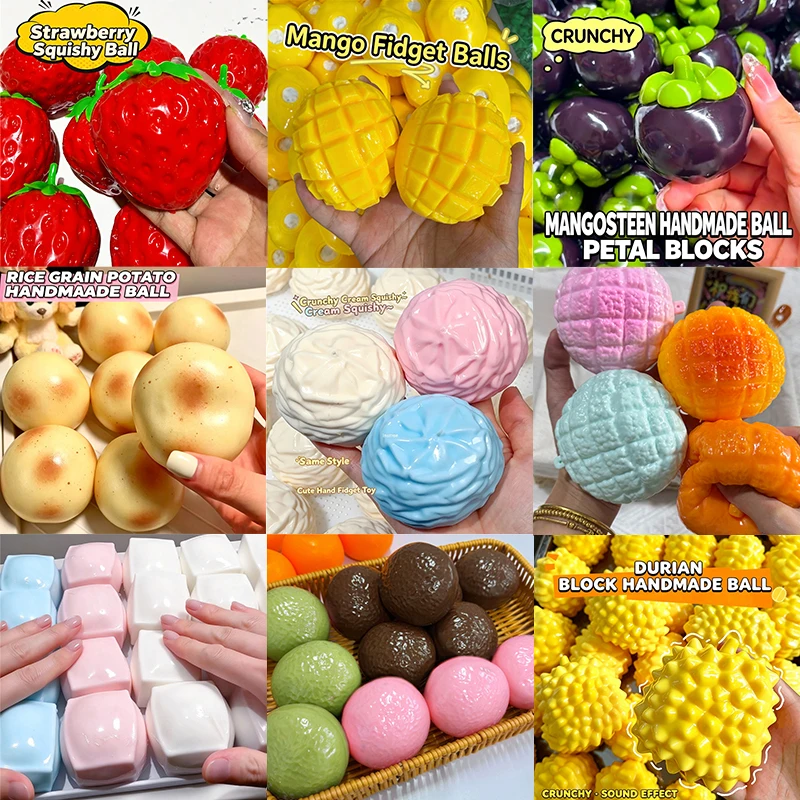 Building Block Cream Pineapple Squishy Toy Multicolored Squeeze Ball with Crinkly ASMR Sound Stress Relief Fidget Toy for Gift