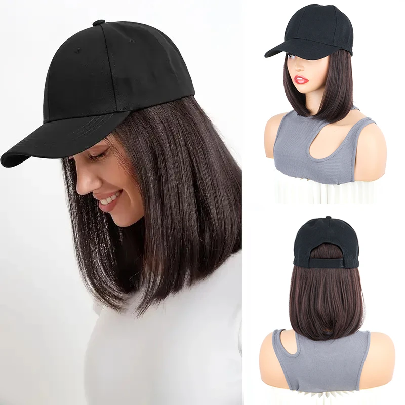 

Synthetic Hat Wig Short Bobo Hair Extension Hair All in One Fashion Adjustable Hat Heat-resistant Wig