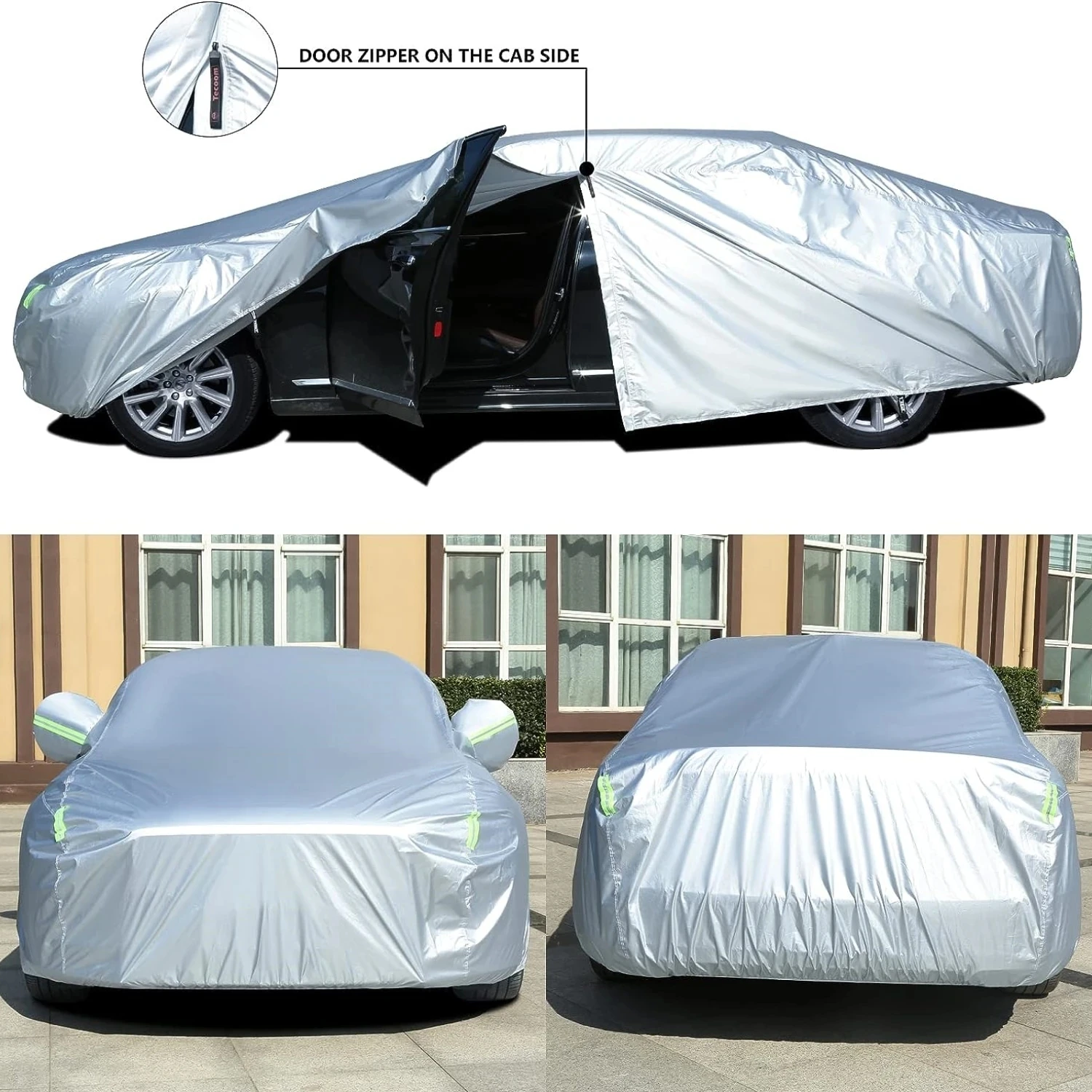 Waterproof UV-Proof Windproof Design Car Cover With Zipper Storage and for All Weather Indoor Outdoor Fit Sedan SUV Hatchback