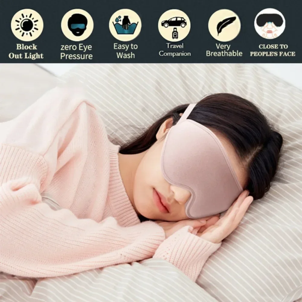 Blackout Sleep Eye Mask 3D Contoured Design Soft Breathable Eye Cover with Adjustable Strap Total Light Blocking for Deep Rest Travel Meditation Daytime Naps Bedtime Shift Work Lightweight Ergonomic Sleep Shade Portable Daily Use Comfortable Fit view 4