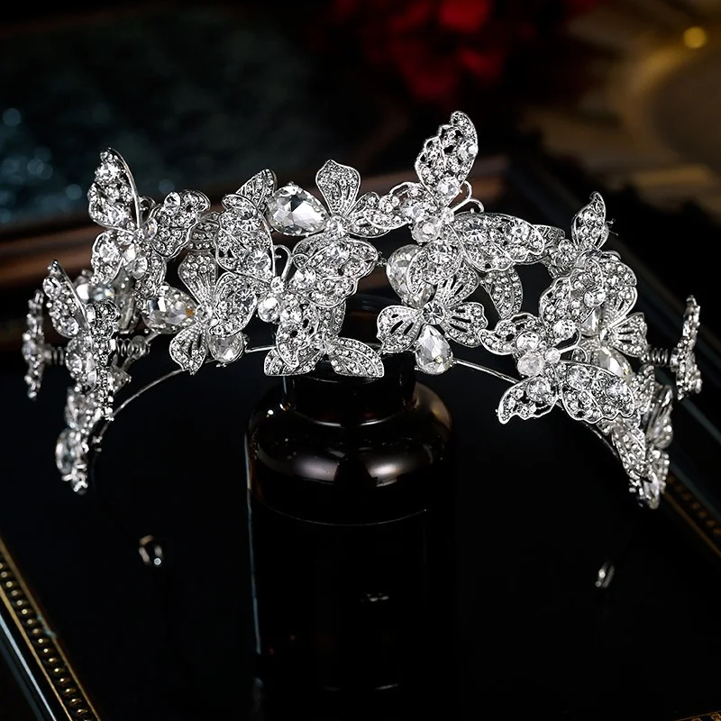 Elegant Sparkling Rhinestone Crown Headband Tiara for Bride Wedding Birthday Party Princess Women