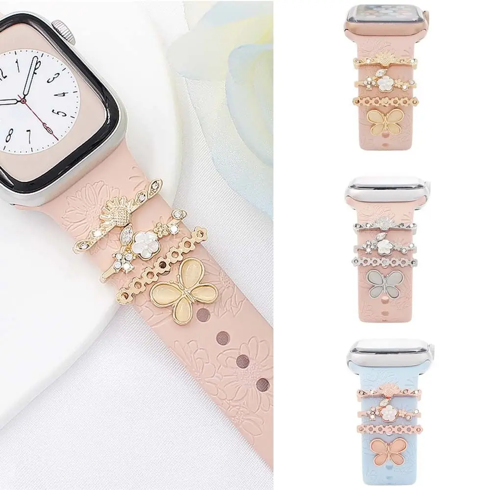 Creative Metal Watch Band Ornament Bracelet Diamond Decorative Ring Brooch Wristbelt Charms for iwatch Strap Accessories