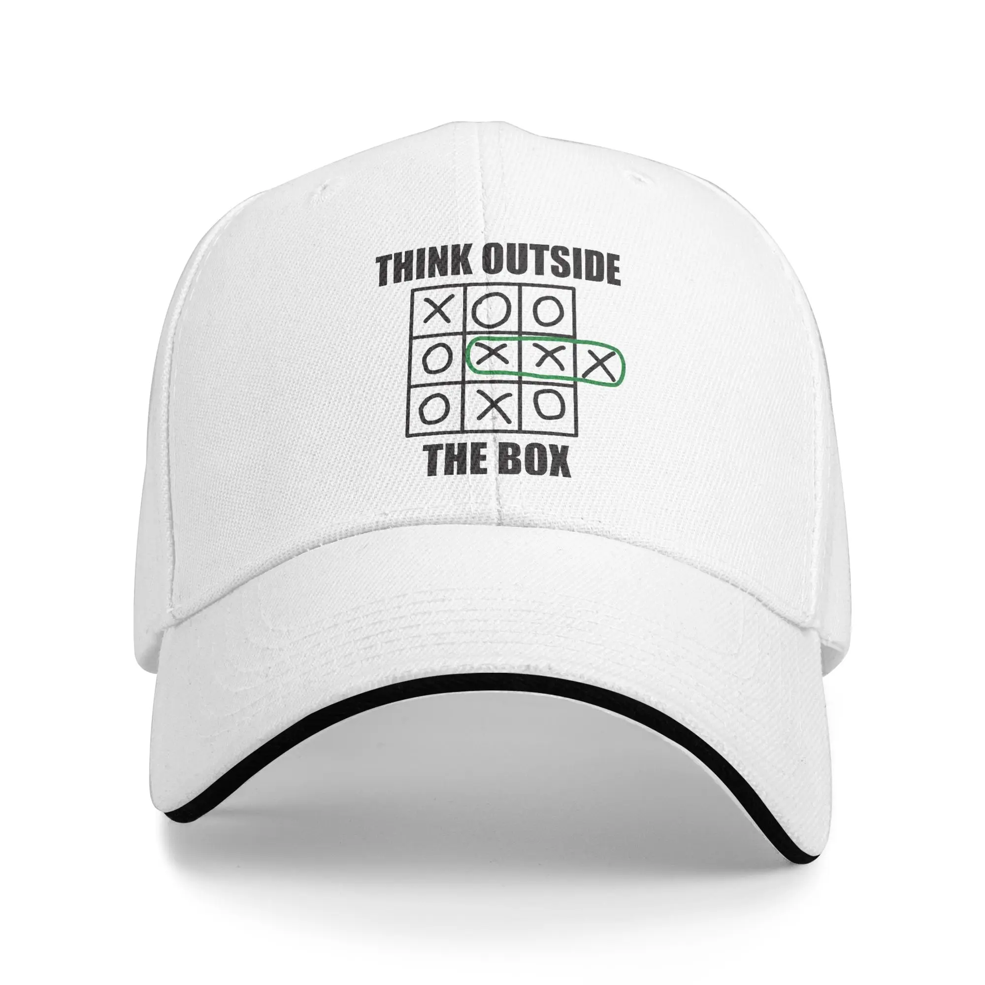 THINK OUTSIDE THE BOX TIC TAC TOE  Sandwich Caps Unisex ,Hip-Hop,Baseball Cap  Hats Adjustable Snapback Caps Sports Cap