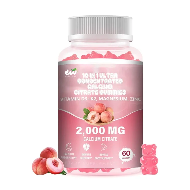

1 pack of 2000mg calcium citrate containing vitamin D3, K2, magnesium, zinc, muscle and immune support, 60 gummies
