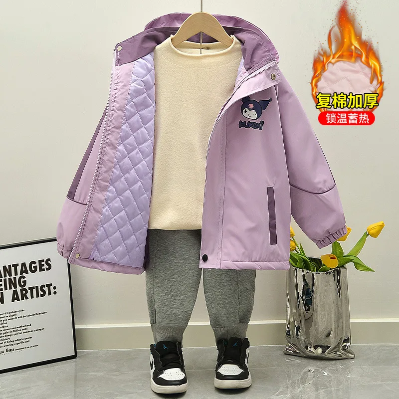 2024 new girls' padded coat baby winter clothing foreign style children's autumn winter windbreaker storm jacket female treasure