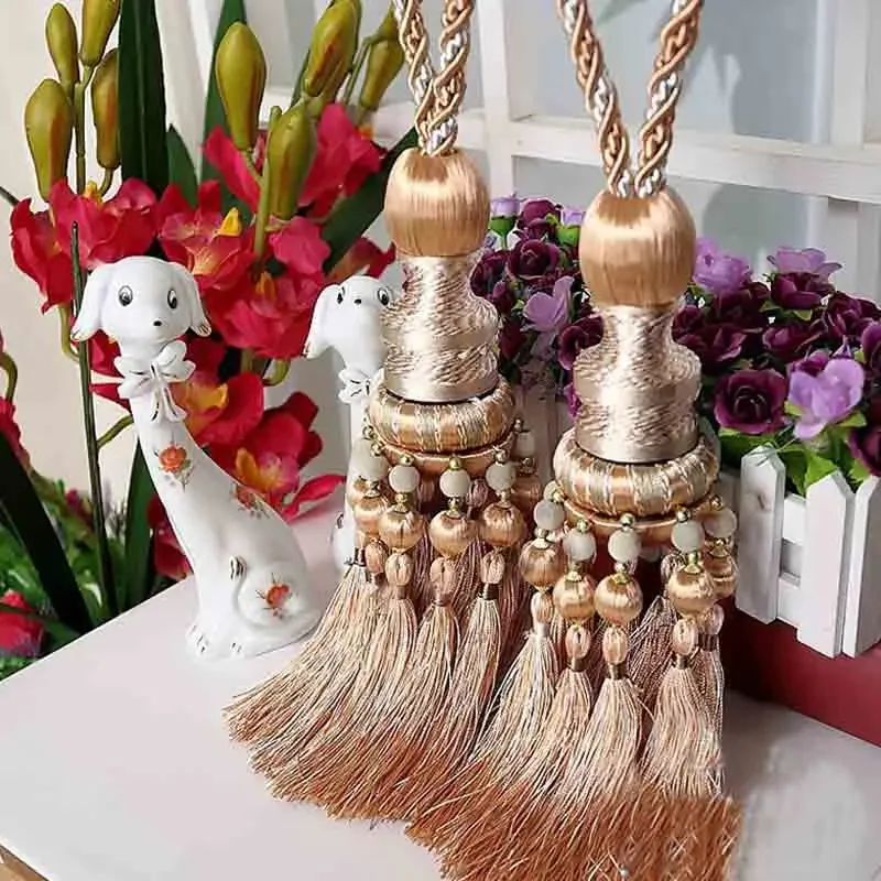 2Pcs/Set Curtain Hanging Ball Straps Tied Rope Hanging Ball Curtain Tieback Buckle Hook Tassel Strap Home Decoration