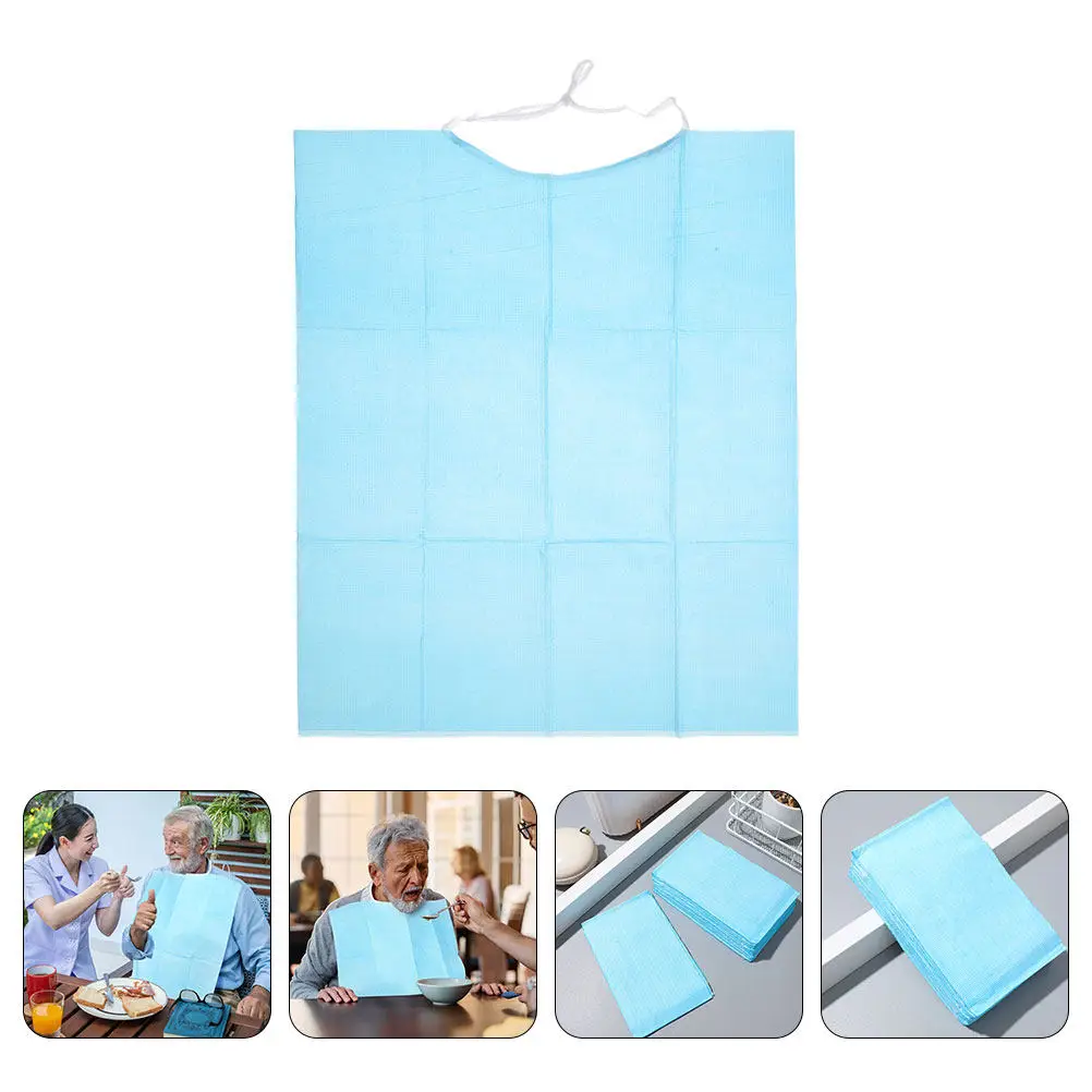 

60 шт. одноразовых водонепроницаемых нагрудников для взрослых, маслостойкие, для пожилых людей, защита одежды при приеме пищи, удобные, для однократного использования