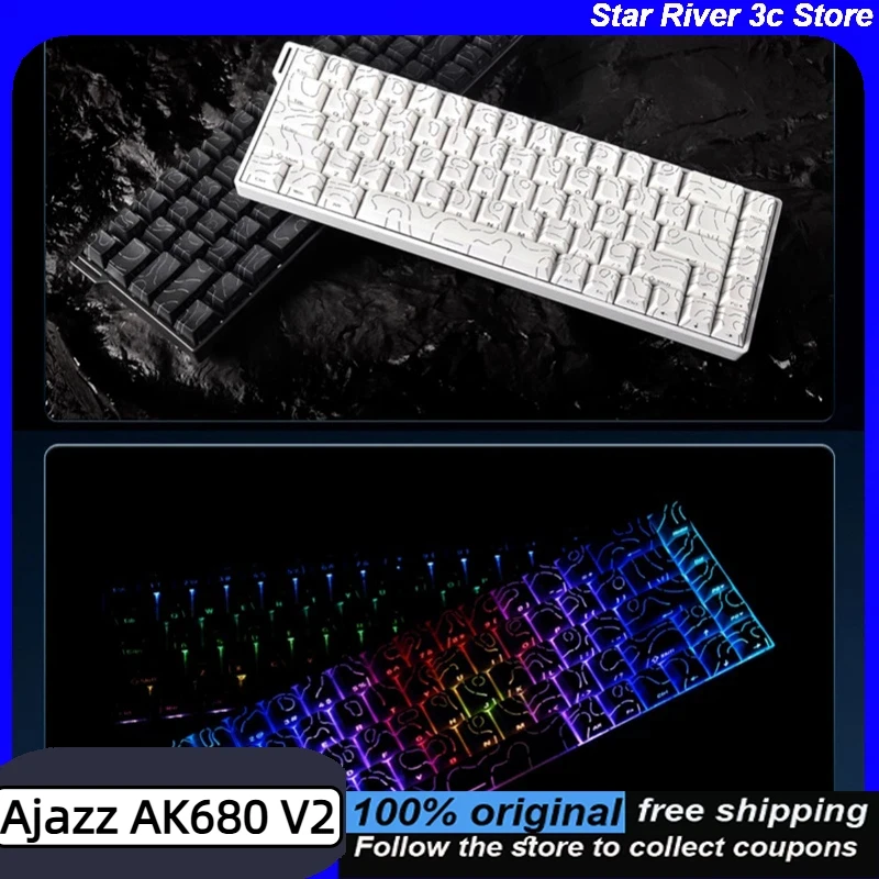 

Клавиатура Ajazz AK680 V2 с магнитным переключателем, частота вращения 8K, RT0,01 мм, полноклавишная эргономичная игровая клавиатура RGB с возможностью горячей замены для Windows Mac