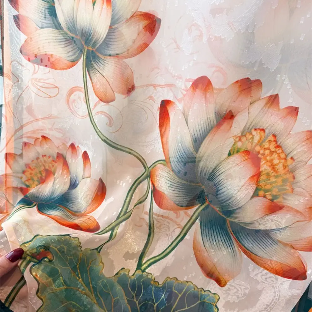 

Fashion 180*70cm Women Silk Scarf Peony Flower Soft Women Head Scarf Luxury Sunscreen Silk Scarves Summer