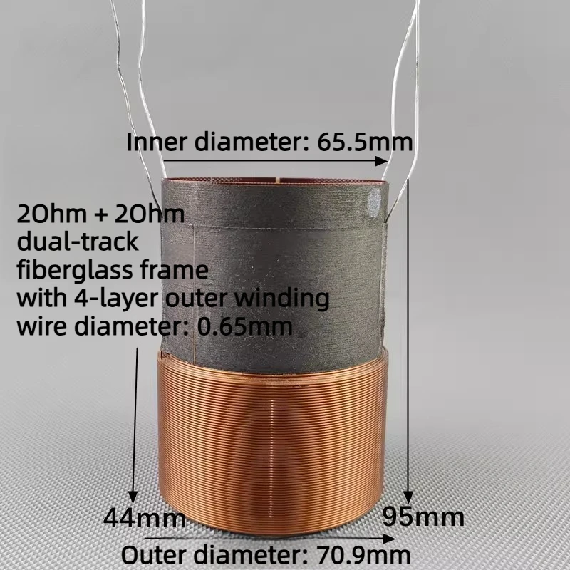 1pcs 65.5mm Dual Voice Coil 2 Ohm+2 Ohm Impedance Subwoofer Voice Coil with Fiberglass Bobbin 4-Layer Winding