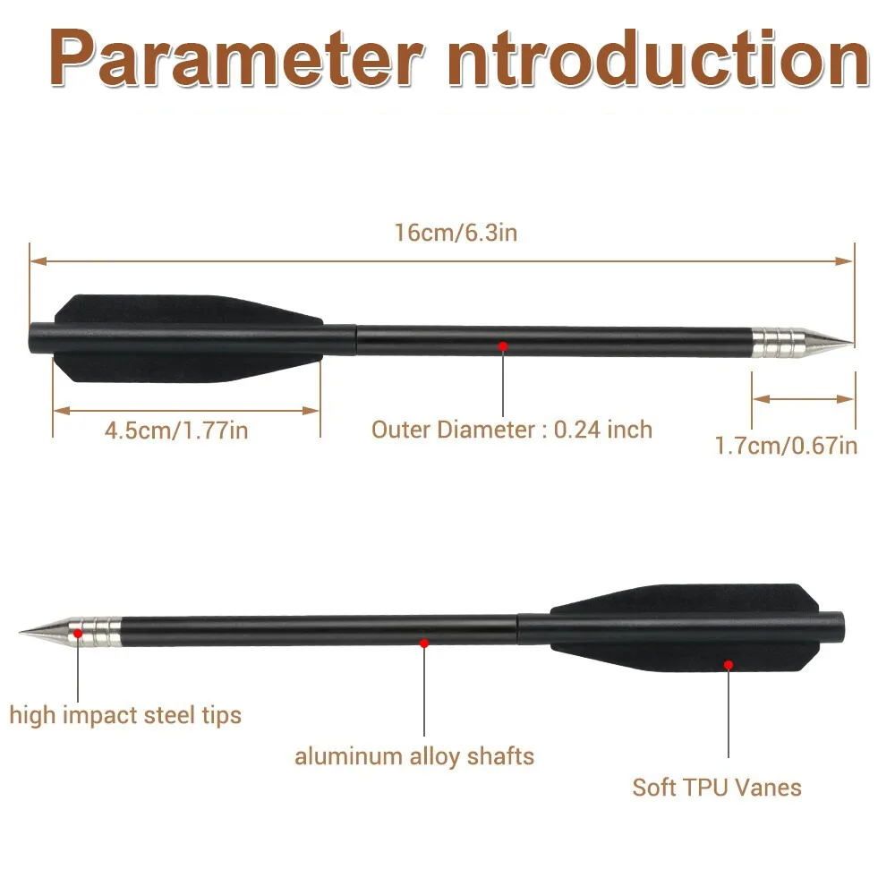 الرماية 6.3 "مسامير القوس والنشاب الألومنيوم القوس والنشاب السهام البلاستيك دوارات ل 50-80lbs مسدس صغير القوس والنشاب الصيد الرماية في الهواء الطلق