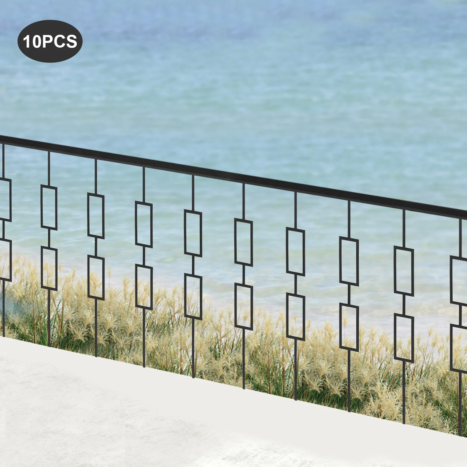 

10-Pack Black Iron Staircase Balusters With 0.5 Inch Square Tube, High-Temperature Baking Paint For Stairs And Balconies