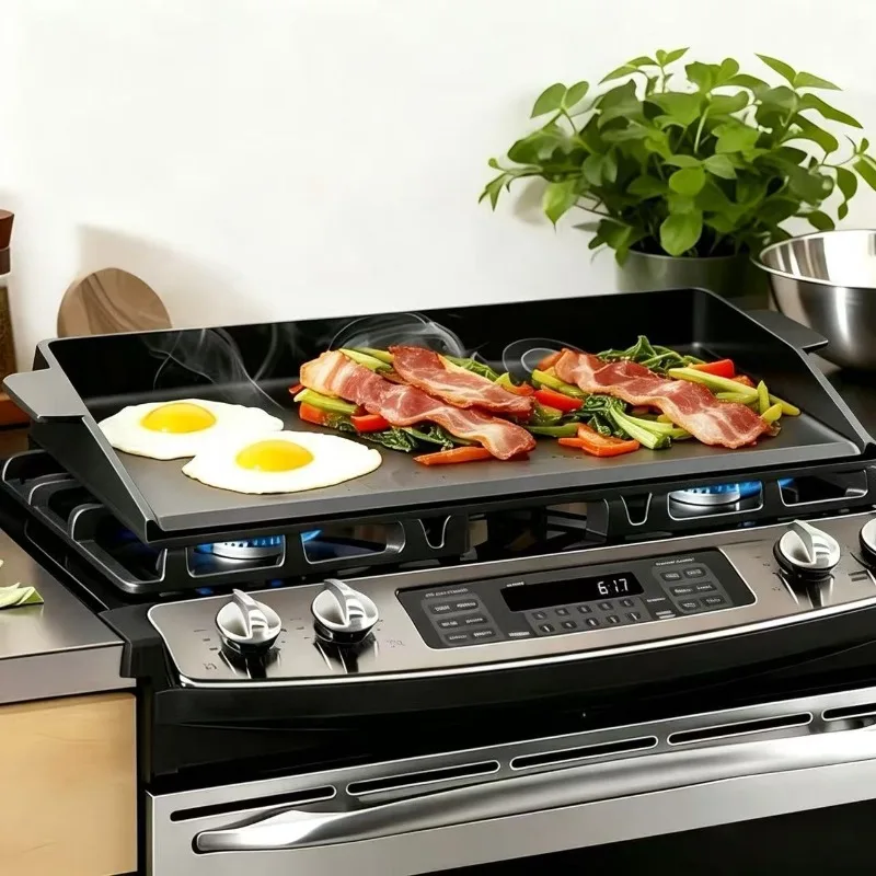 Cast Iron Griddle Pan Outdoor BBQ Flat Skewer Cooking Plate for Gas Grill Backyard Patio Barbecue Cookouts