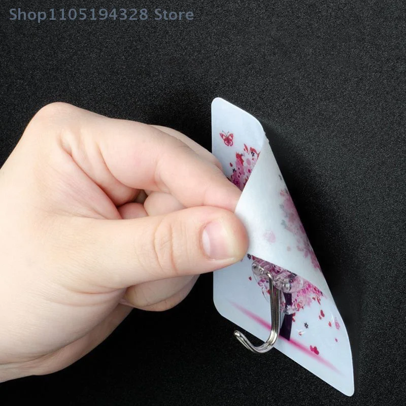 1 قطعة خطاف لاصق مقاوم للماء متين لون عشوائي إطار صورة سلس وشماعة تخزين المطبخ