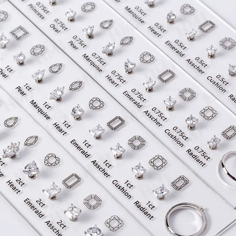 HMJ Jewelry Tools Caliper Diamond Carat Size Shape Customize Comparison Magnetic Ring Gem Base 10 Cuts 0.5-6CT for Jewelry Store