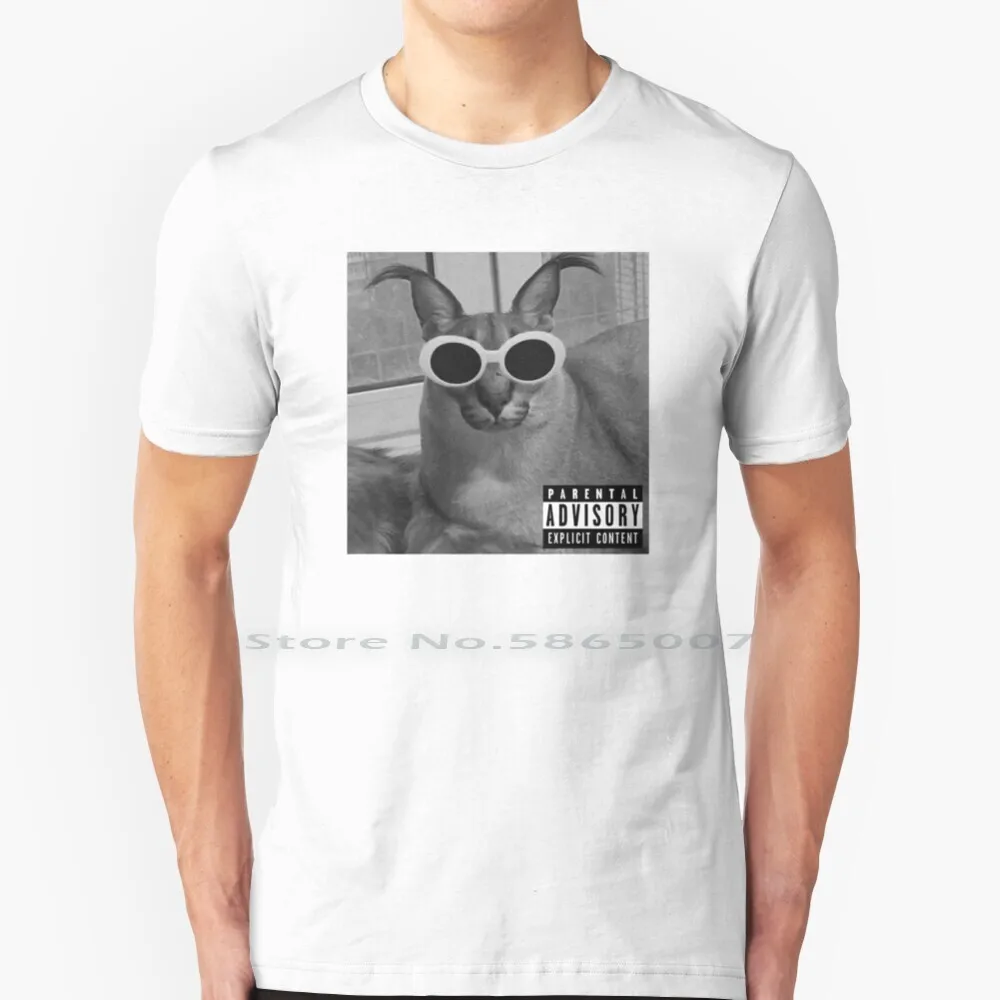 Big Floppa Glasses 100% Cotton T Shirt Big Floppa Cat Meme Bingus Floopa Cute Funny Caracal Flopper Glasses Hilarious Hecker