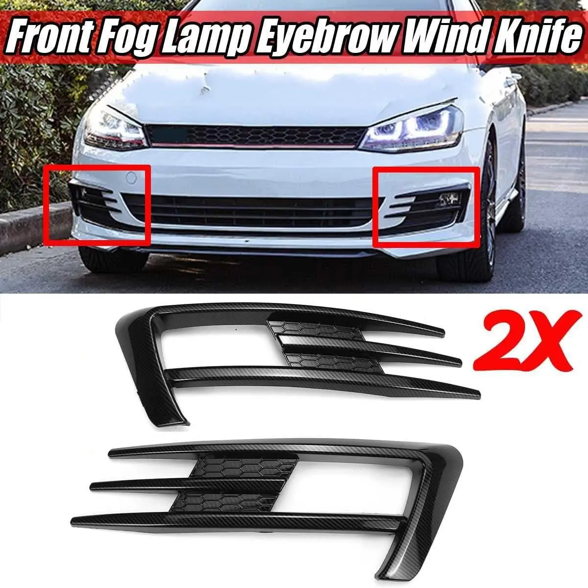 

For VW Golf 7 MK7 GTI 2013 2014 2015 2016 Pair Car Front Fog Light Grille Grill Fog Lamp Lower Bumper Grill