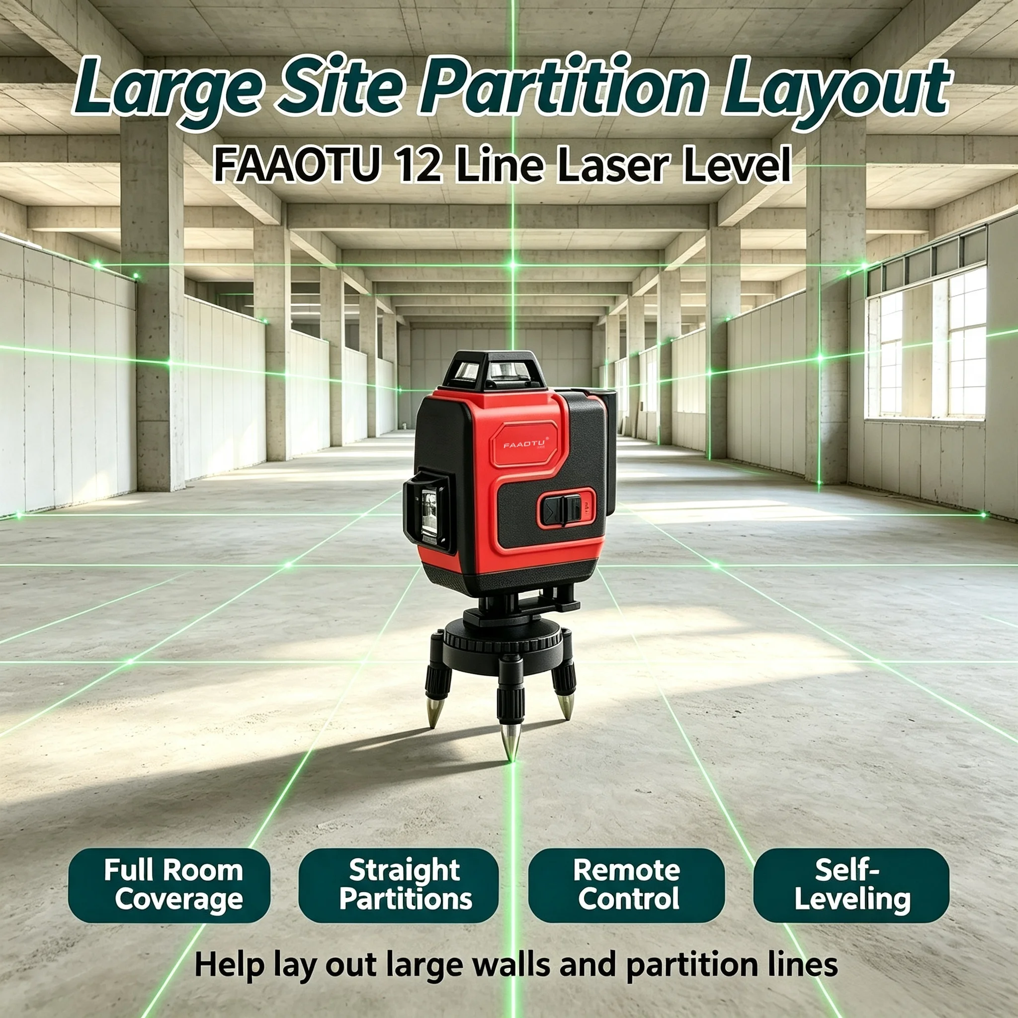 faaotu-360-degree-rotary-12-lines-green-beam-laser-level-3d-self‑leveling-cross-line-laser-level-for-tile-wall-installation-work
