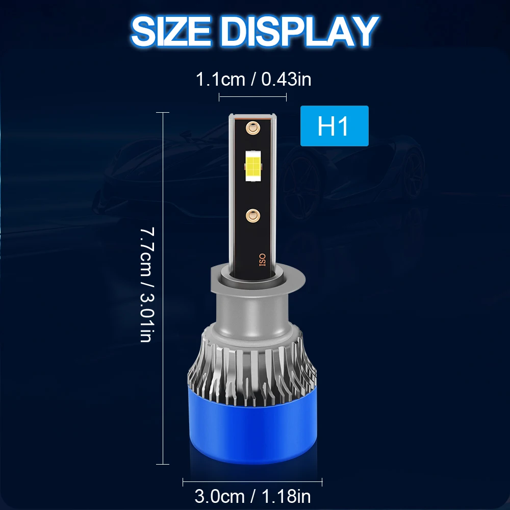 Roadsun 2PCS H1 New Design LED Combo Headlights 25000LM/pair High Power Headlamps 6000K White Built-in Drive LED Headlamps